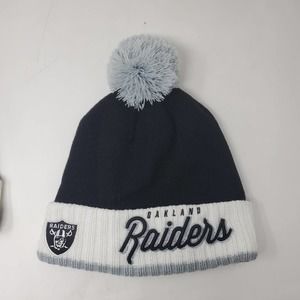Oakland Raiders New Era NFL Pom Time Cuffed Knit Hat MI3